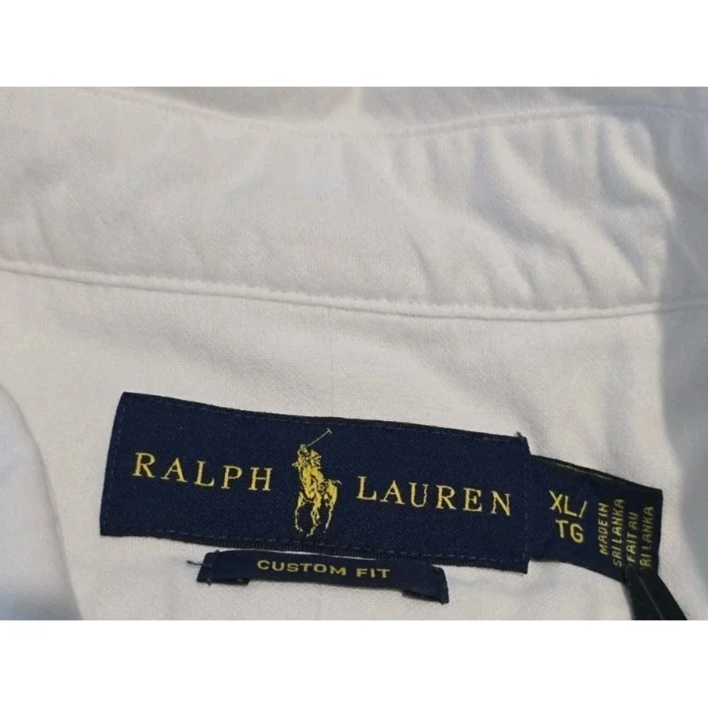 Polo Ralph Lauren Shirt Mens XL White Flesh Pony Button Up Down Long Sleeve